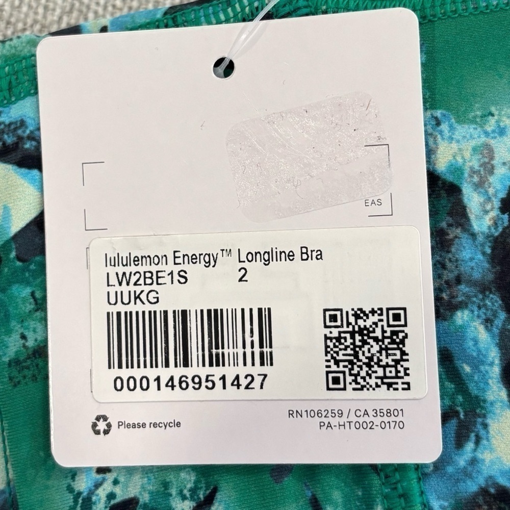 NWT Lululemon Energy Longline Bra Size 2 In Urban Undergrowth Kelly Green Multi - Picture 4 of 6